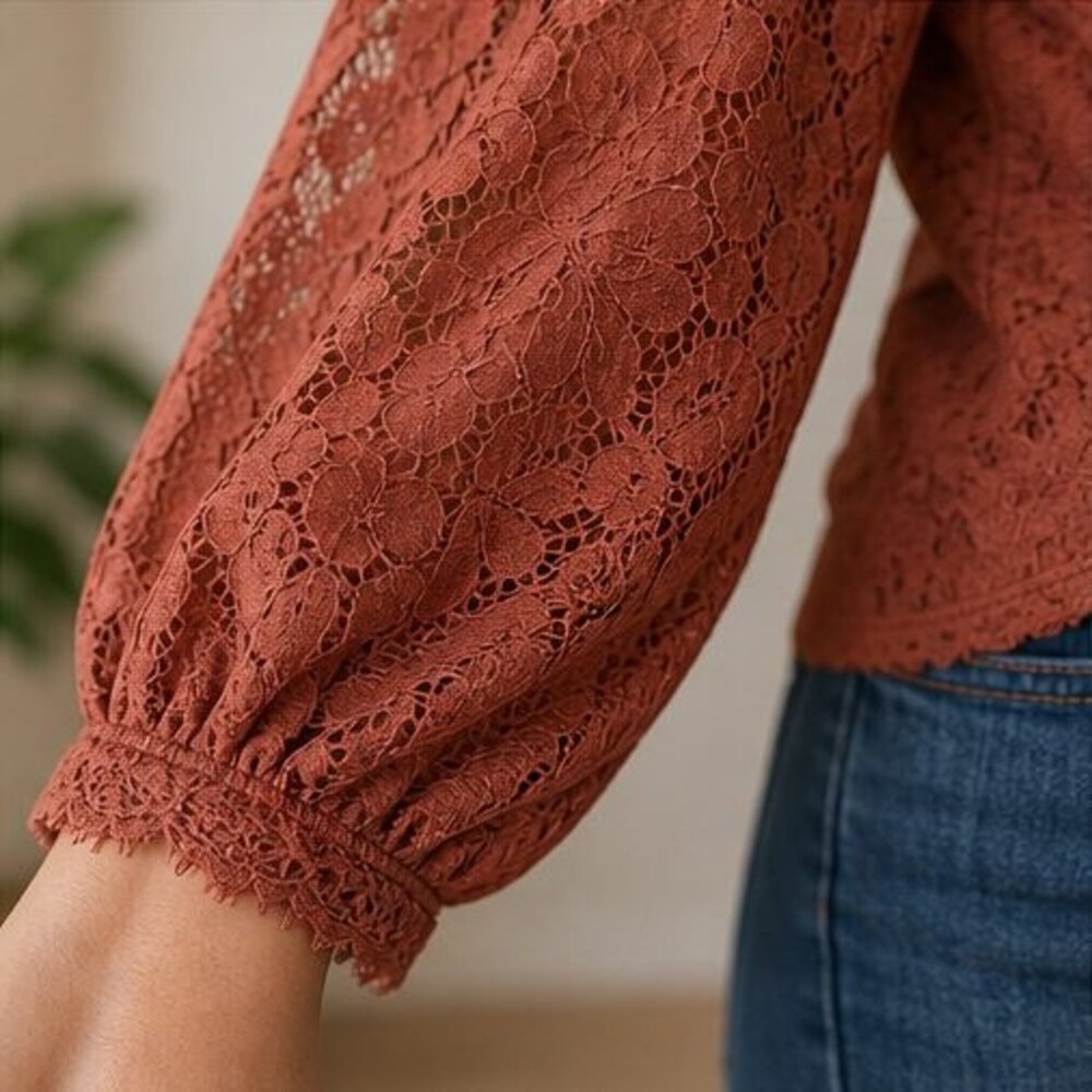 Rust Pleated Blouse - Picture 5 of 6
